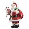 8" Santa W/Candy Cane Ornament