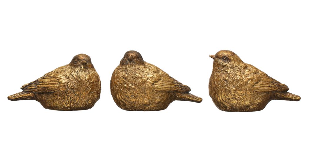 Distressed Gold Resin Bird