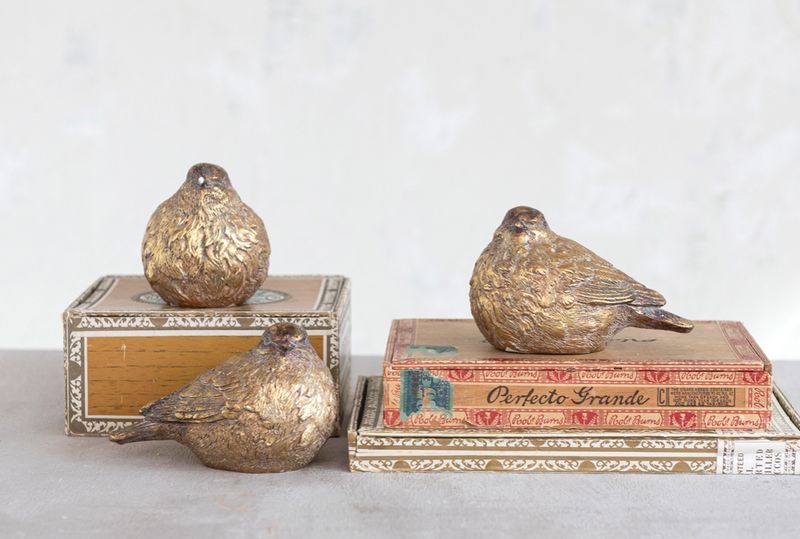 Distressed Gold Resin Bird
