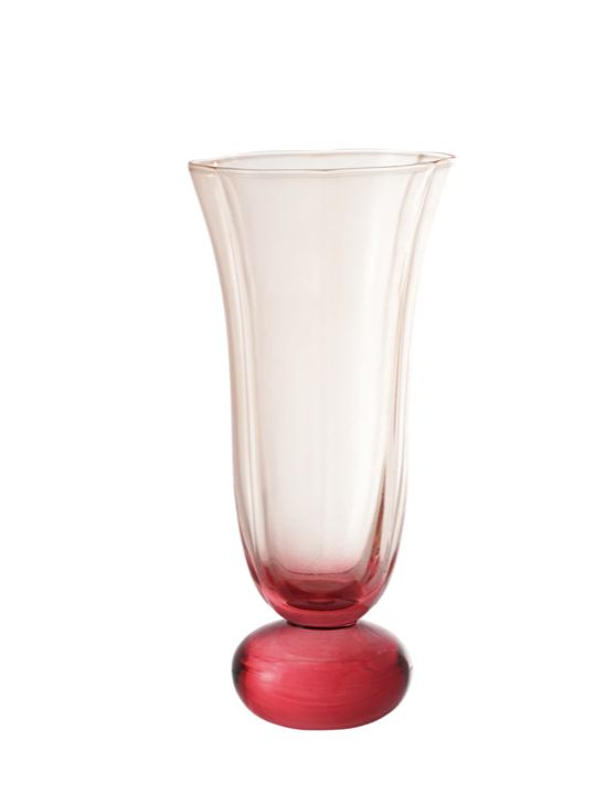 Pink 6 oz. Blown Fluted Drinking Glass with Ball Stem Pink 6 oz. Blown Fluted Drinking Glass with Ball Stem
