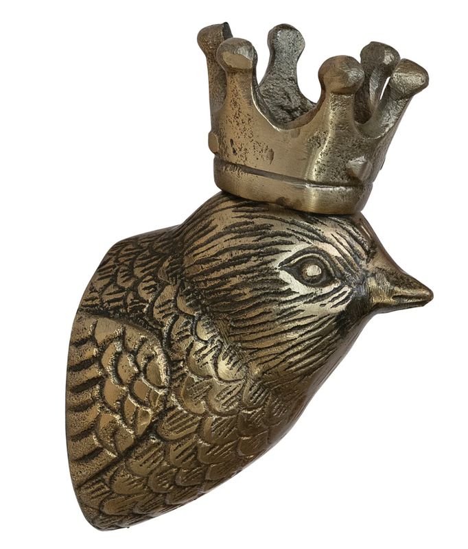 Brass Bird Head with Crown Wall Decor Brass Bird Head with Crown Wall Decor
