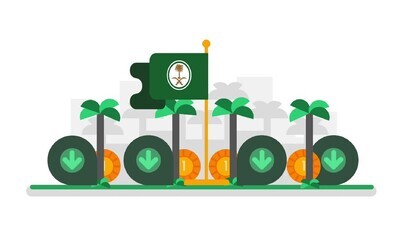 Motion video of the flag of saudi arabia beside trees
