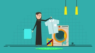 a motion video for a woman doing laundry
