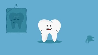 a motion video with cartoon characters expressing toothache