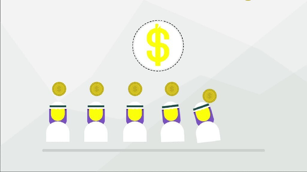 a motion video of a money and saudi characters