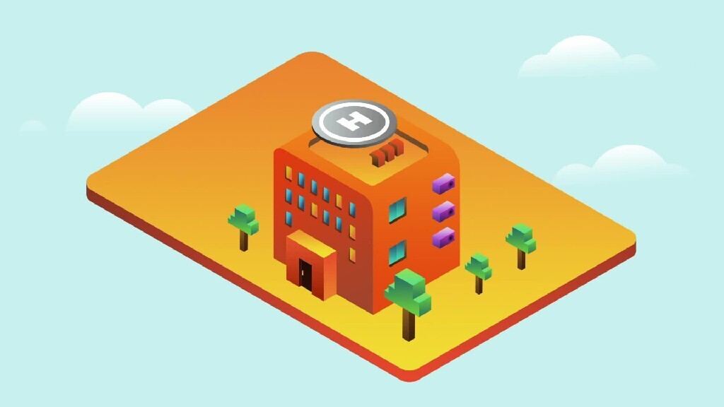 a motion video of a hospital building