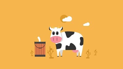 a motion video for a cow and a milk characters