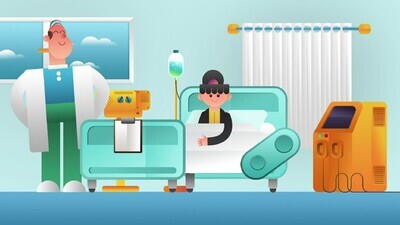 a motion video of a doctor and a child in a hospital