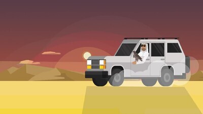 a motion video of a gulf man buying a falcon in a desert