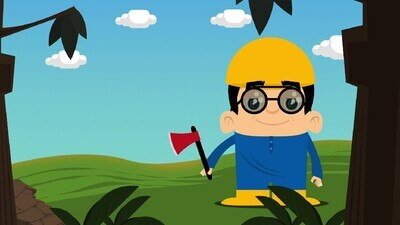 a child farmer chops wood