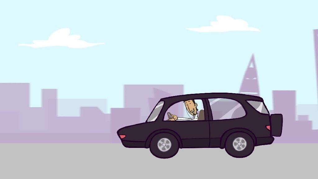 a motion video of a gulf man driving a car in saudi arabia