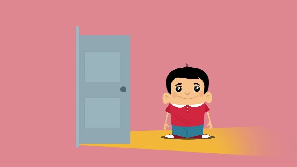 a motion video for a boy entering from the door and waving
