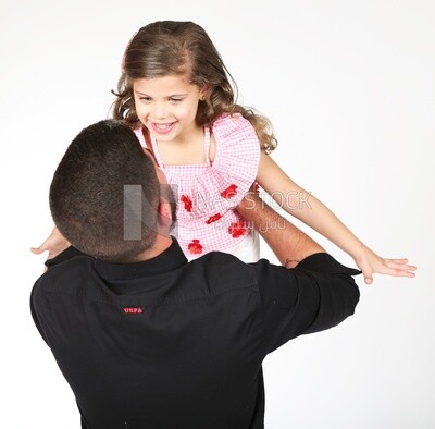 A father carrying his daughter