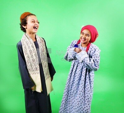 A boy and a girl wearing costumes