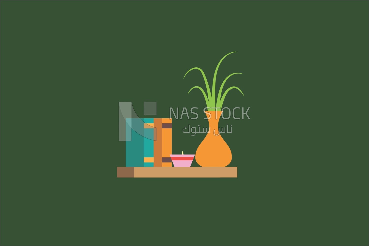 A brown shelf with a yellow vase on it