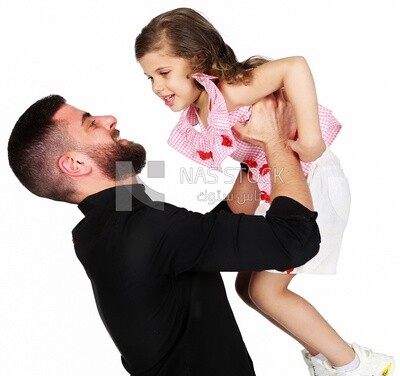 A father carrying his daughter