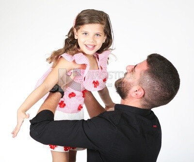 A father carrying his daughter