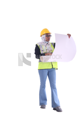 An engineer&#39;s holding a plan