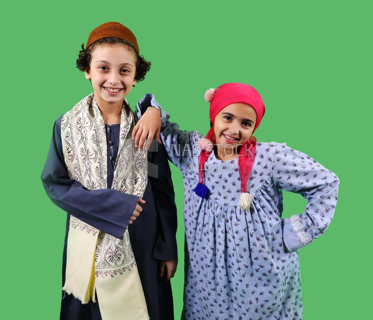 A boy and a girl wearing costumes