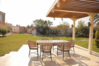 a dining table in the garden