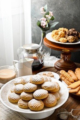 Plate of egyptian eid cookies on the table