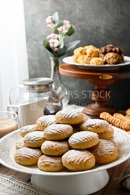 Plate of egyptian eid cookies on the table