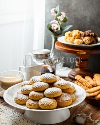 Plate of egyptian eid cookies on the table