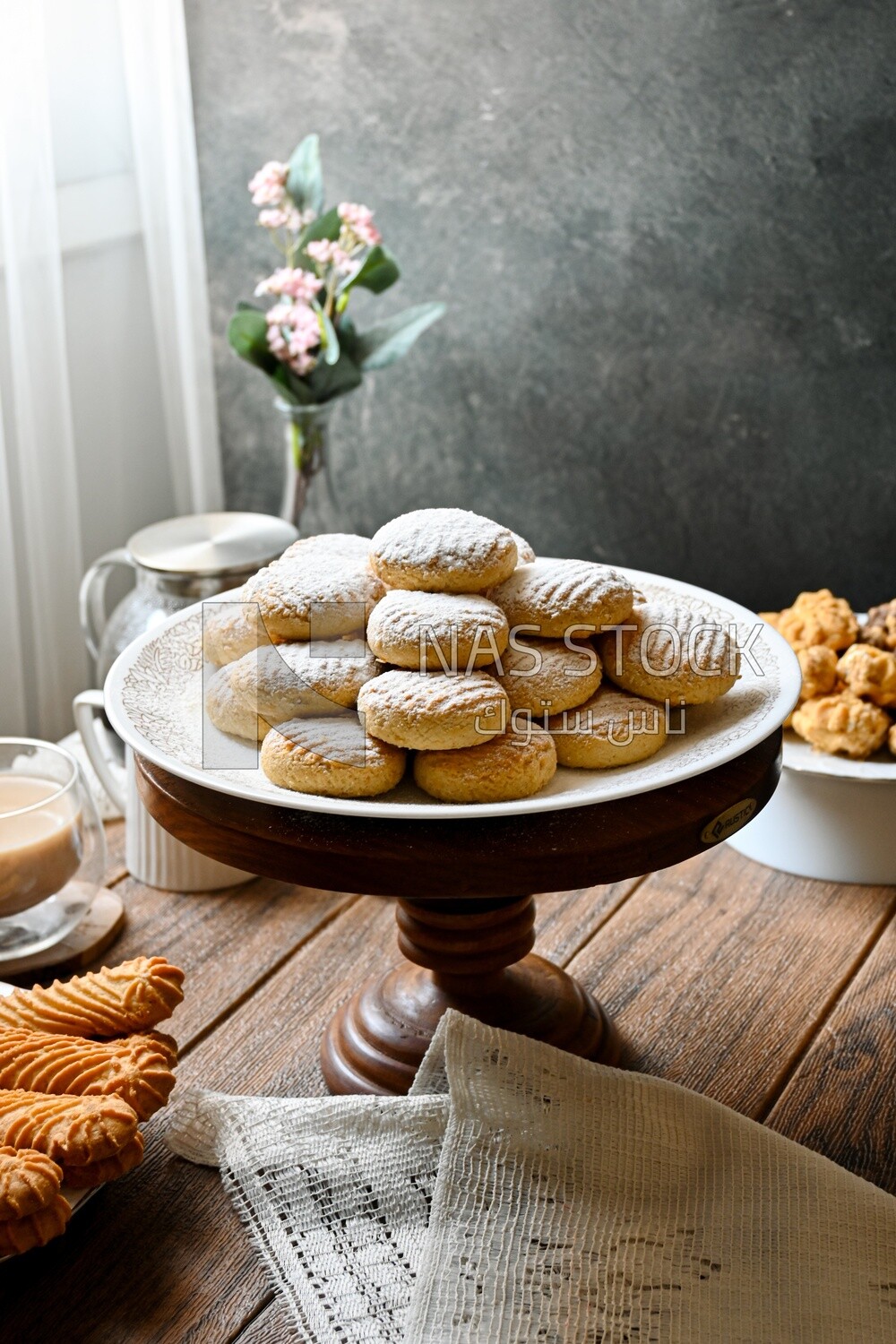 Plate of egyptian eid cookies on the table