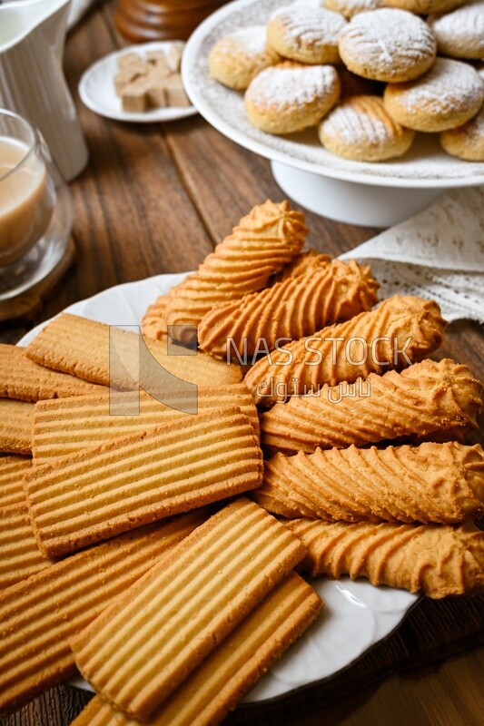 Plate of egyptian eid cookies on the table