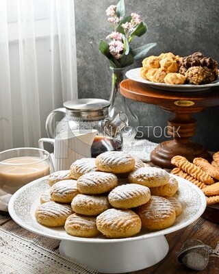 Plate of egyptian eid cookies on the table