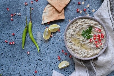 plate of lebanese baba ghanouj