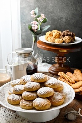 Plate of egyptian eid cookies on the table