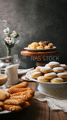 Plate of egyptian eid cookies on the table