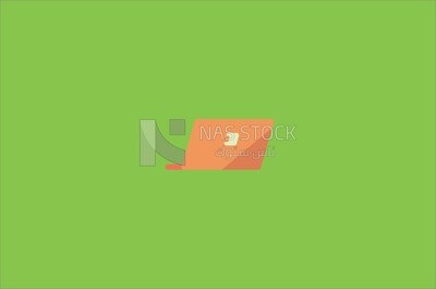 Orange laptop on the back