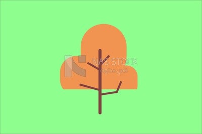 شجرة الخريف مع ساق بنى