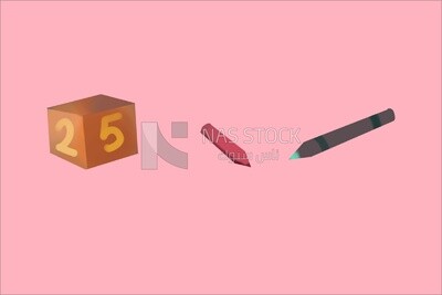 اقلام تلوين مع مكعب لعبة