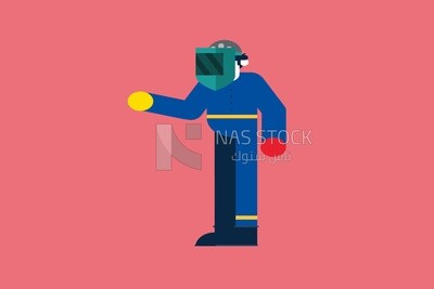 عامل يرتدى قناع