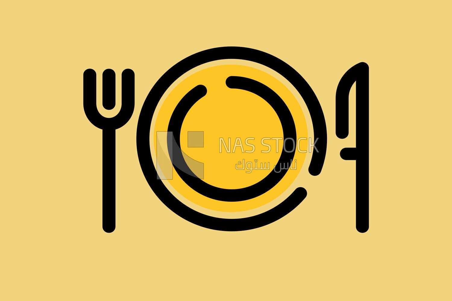 Fork, knife and plate