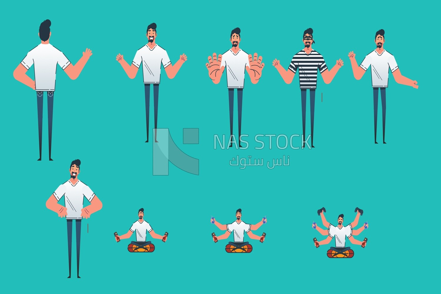 Man with different moves