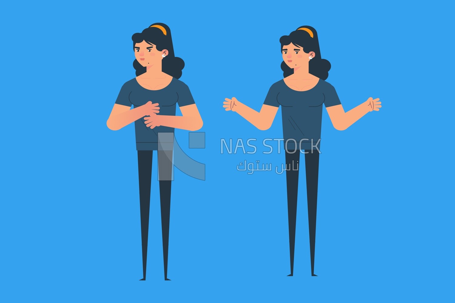 Lady with different expressions