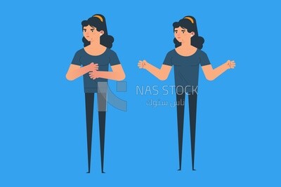 سيدة مع تعبيرات مختلفة