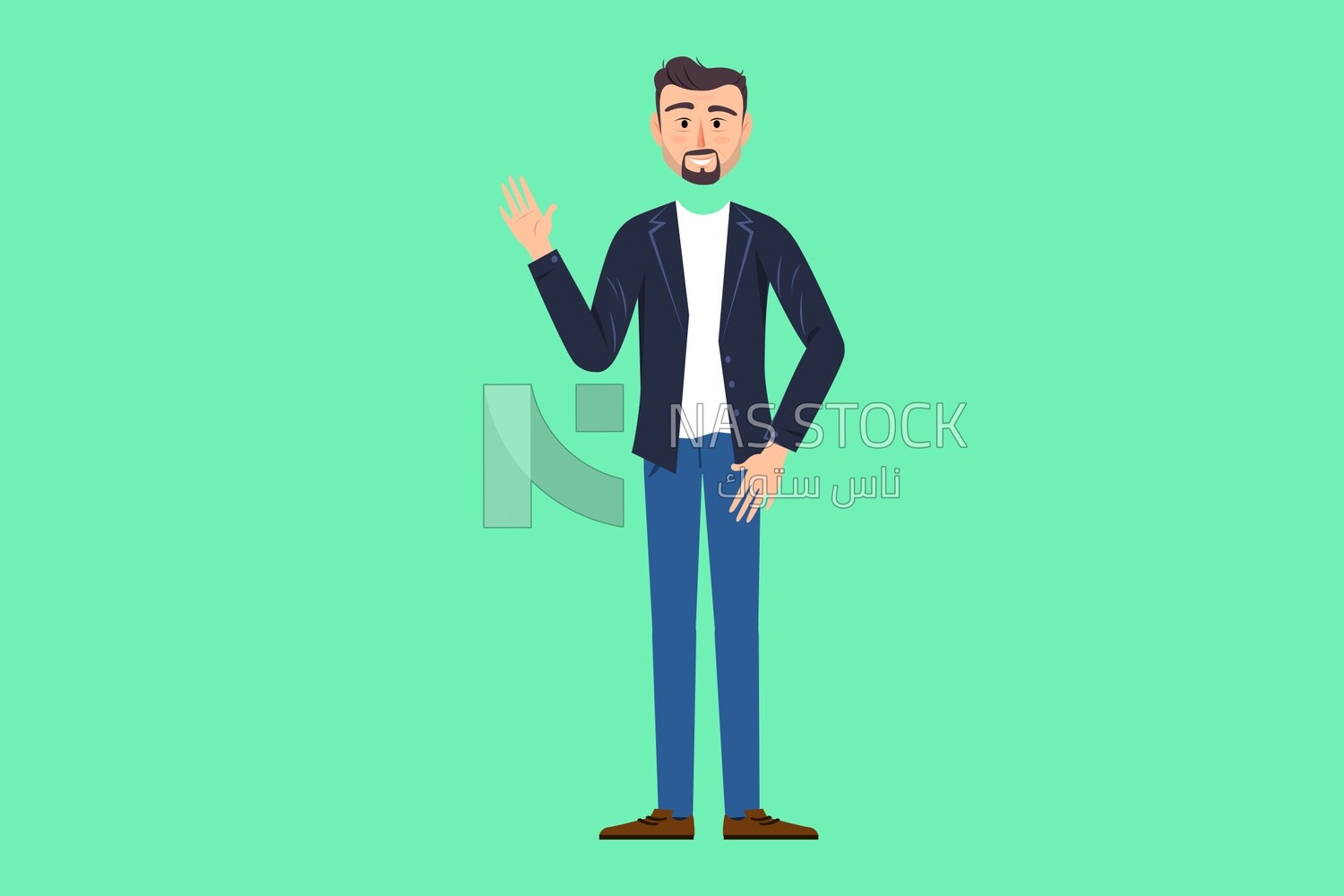 A man standing and waving