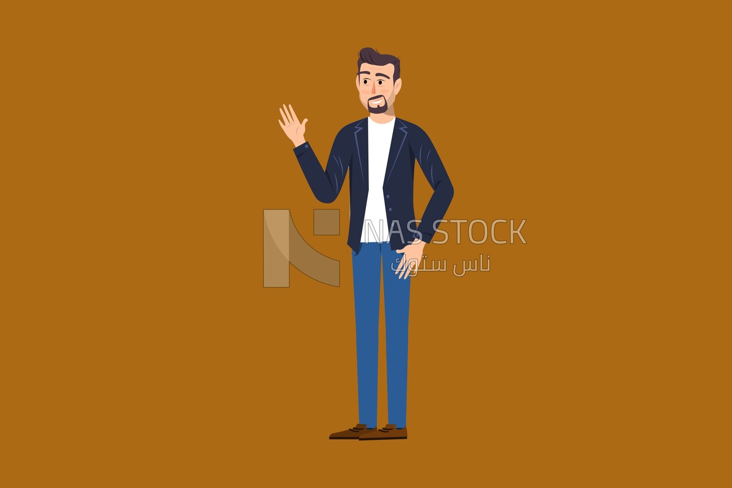 A man standing and waving