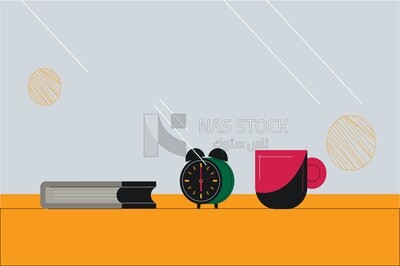 خلفية مكتب مع منبة كتاب وفنجان