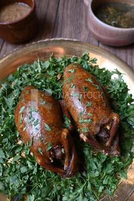 plate with stuffed pigeons.