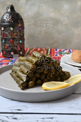 Grape leaves with lemon