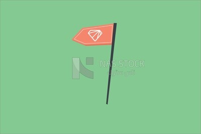 علم احمر مع رمز