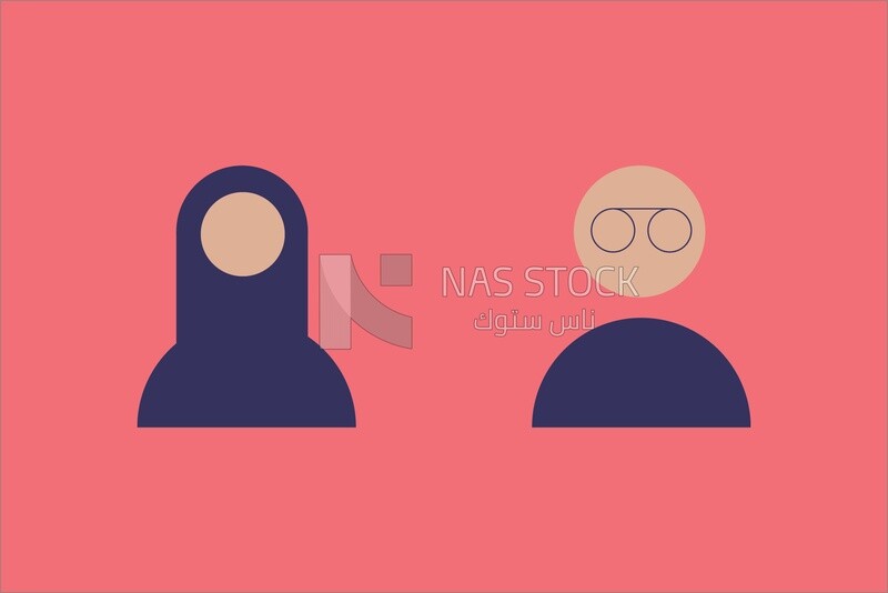 Flat art for Veiled Woman and Man