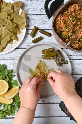 Hand stuffed grape leaves