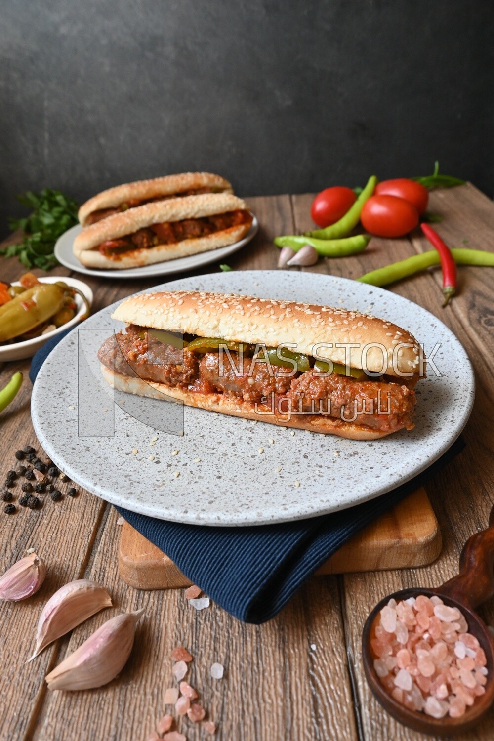 Delicious sausage sandwiches, delicious fast food meals, Arabic restaurants, delicious food recipes, delicious food, sausage sandwich